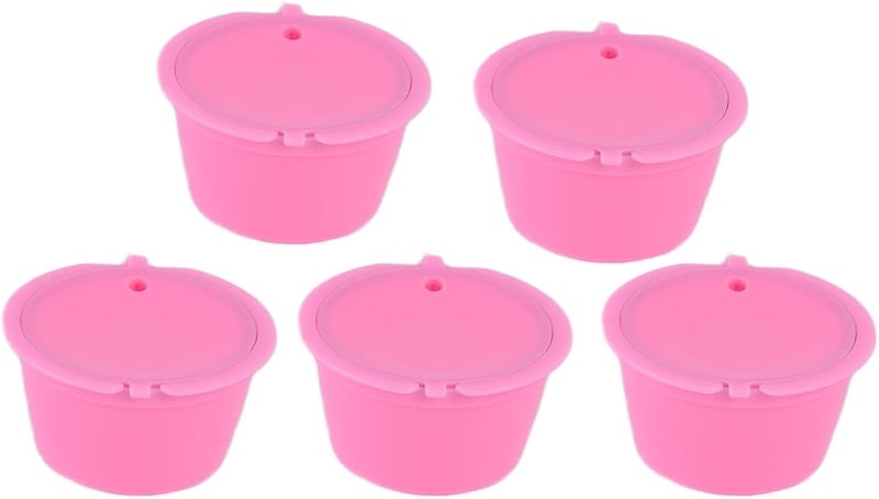 Zopsc Reusable Coffee Capsule, 5Pcs 50ml Coffee Filter Cup with Spoon for Machine, Pods Refillable, Machine Accessories for Home Office (Pink) - Image 4