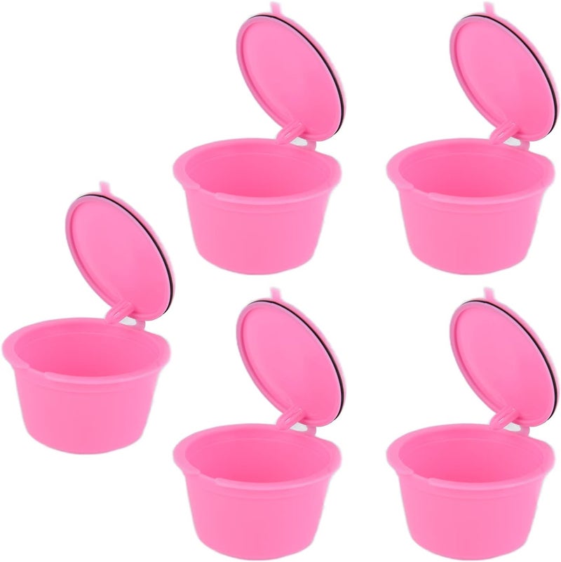 Zopsc Reusable Coffee Capsule, 5Pcs 50ml Coffee Filter Cup with Spoon for Machine, Pods Refillable, Machine Accessories for Home Office (Pink) - Image 5