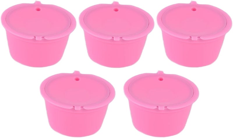 Zopsc Reusable Coffee Capsule, 5Pcs 50ml Coffee Filter Cup with Spoon for Machine, Pods Refillable, Machine Accessories for Home Office (Pink) - Image 2