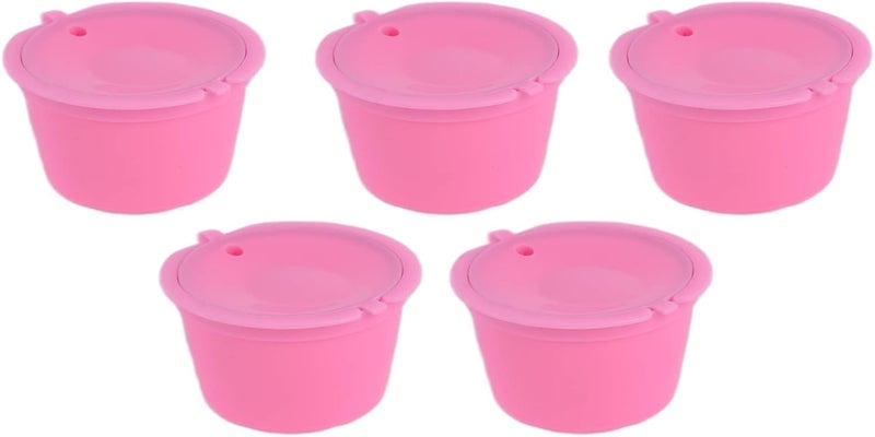 Zopsc Reusable Coffee Capsule, 5Pcs 50ml Coffee Filter Cup with Spoon for Machine, Pods Refillable, Machine Accessories for Home Office (Pink) - Image 1