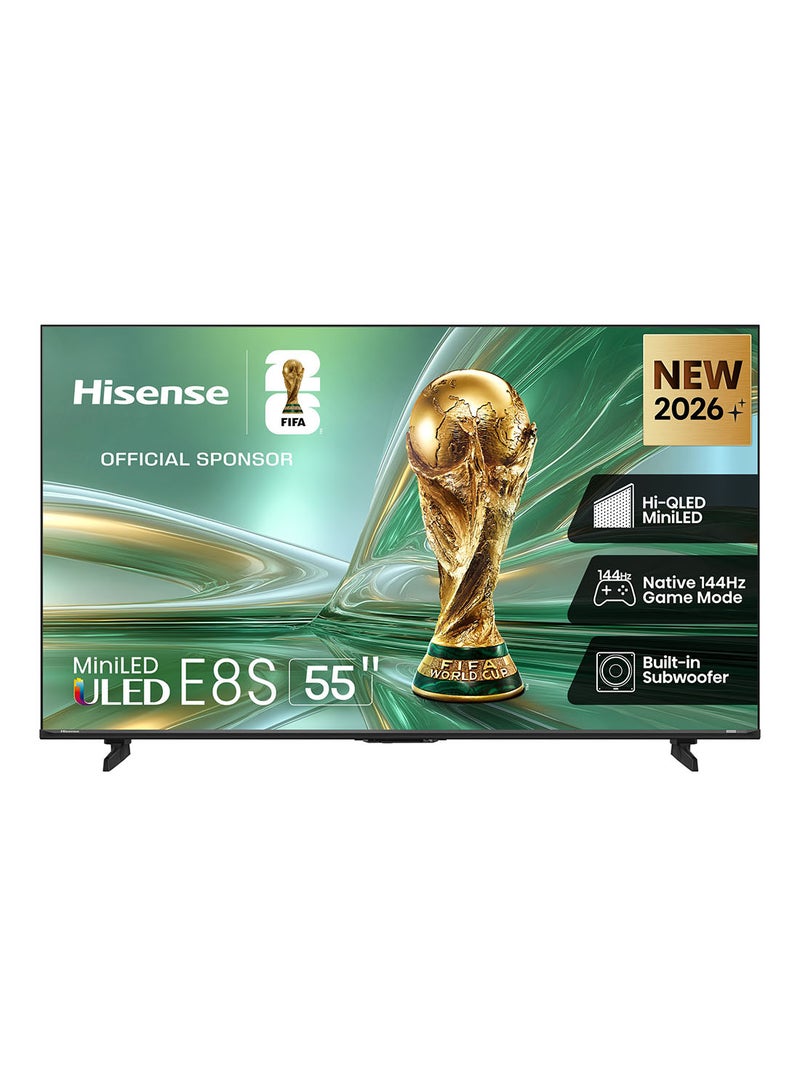 Hisense 55E8S (2026 Model) 55-Inch 4K Mini LED QLED Smart TV | 144Hz Game Mode | Devialet Sound | Dolby Vision IQ | AI Picture & Sound | Hands-Free Voice | Hi-View AI Engine | 3 Years Warranty 55E8S Tarnish - Image 1