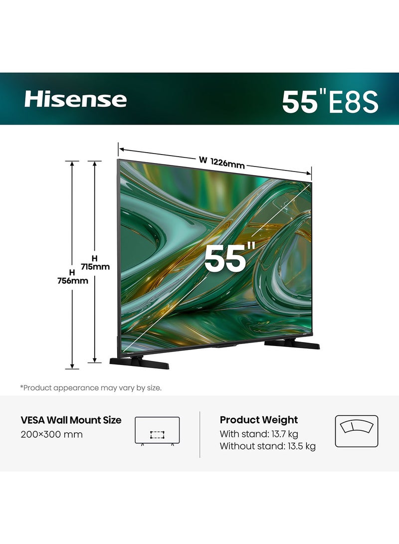Hisense 55E8S (2026 Model) 55-Inch 4K Mini LED QLED Smart TV | 144Hz Game Mode | Devialet Sound | Dolby Vision IQ | AI Picture & Sound | Hands-Free Voice | Hi-View AI Engine | 3 Years Warranty 55E8S Tarnish - Image 2