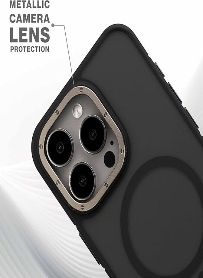 Maxwell Electronics Maxwell Armor Soft Matte Compatible with MagSafe Case for iPhone15 Pro Max - Full Protection, Drop-Proof, Metallic Lens Guard, Compatible with MagSafe (Black)  - Image 3