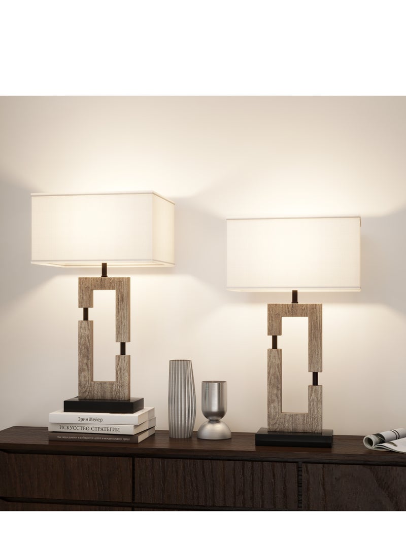 DREAMSIDEA طقم مصابيح طاولة رمادية لغرفة المعيشة طقم من 2، مصباح جانبي ريفي كلاسيكي ريفي لغرفة النوم مدخل المنضدة - Image 1