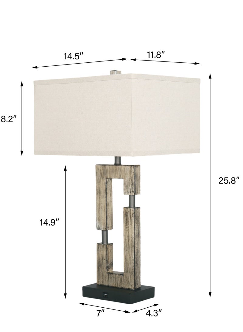 DREAMSIDEA طقم مصابيح طاولة رمادية لغرفة المعيشة طقم من 2، مصباح جانبي ريفي كلاسيكي ريفي لغرفة النوم مدخل المنضدة - Image 2