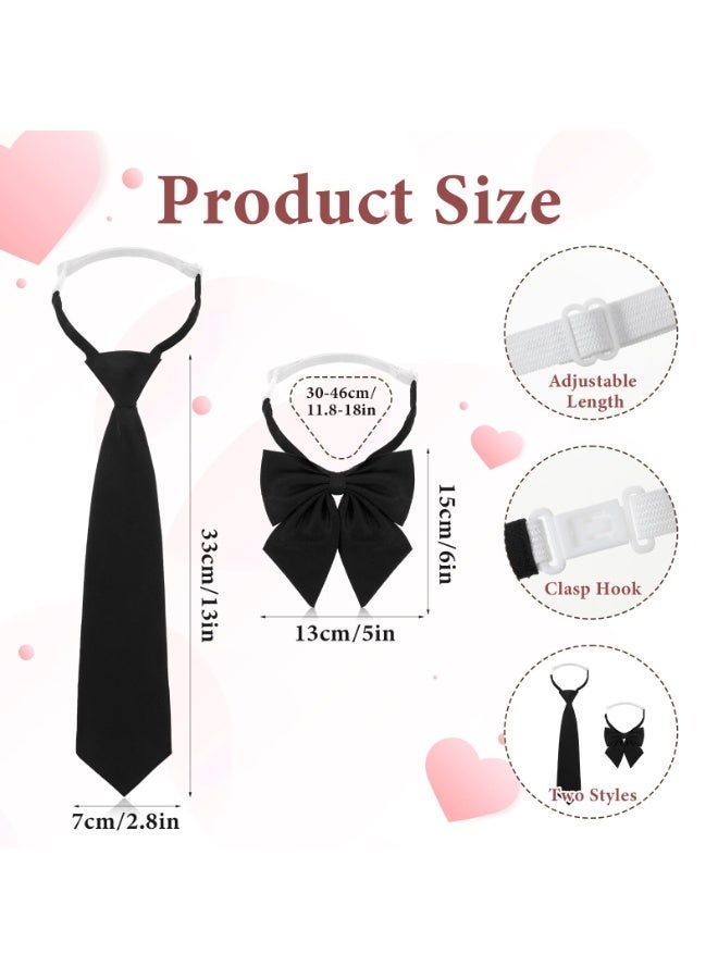 ربطة عنق نسائية سوداء قابلة للتعديل، مكونة من قطعتين، إكسسوارات نسائية للقمصان والملابس الرسمية. - Image 2