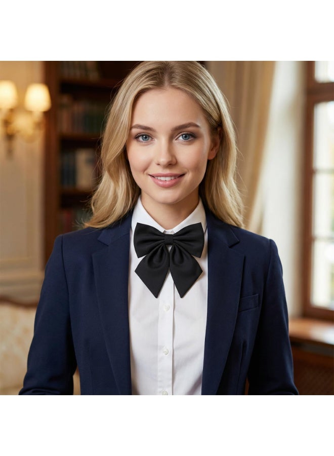 ربطة عنق نسائية سوداء قابلة للتعديل، مكونة من قطعتين، إكسسوارات نسائية للقمصان والملابس الرسمية. - Image 4