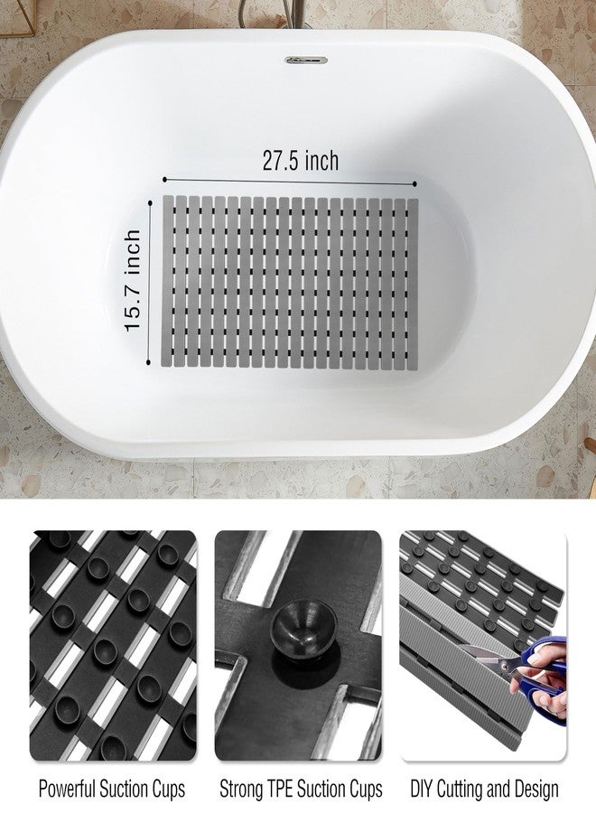 MBOSS Bathtub Mat Non Slip, Shower Mat for Inside Shower, Suction Cups Design and Drain Holes, 27.5 X 15.7 Inch, Bathroom Essentials Safe, Easy to DIY Cut, Soft and Eco-Friendly Materials - Image 3