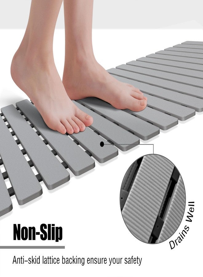 MBOSS Bathtub Mat Non Slip, Shower Mat for Inside Shower, Suction Cups Design and Drain Holes, 27.5 X 15.7 Inch, Bathroom Essentials Safe, Easy to DIY Cut, Soft and Eco-Friendly Materials - Image 2