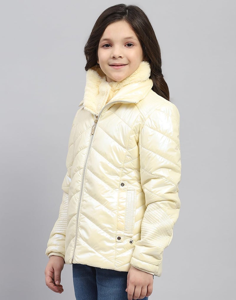 Monte Carlo Girls Cream Solid Collared Neck Full Sleeve Reversible Jacket (524068607-1-30) - Image 2