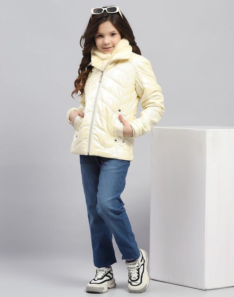 Monte Carlo Girls Cream Solid Collared Neck Full Sleeve Reversible Jacket (524068607-1-30) - Image 5