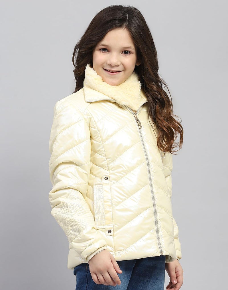 Monte Carlo Girls Cream Solid Collared Neck Full Sleeve Reversible Jacket (524068607-1-30) - Image 3