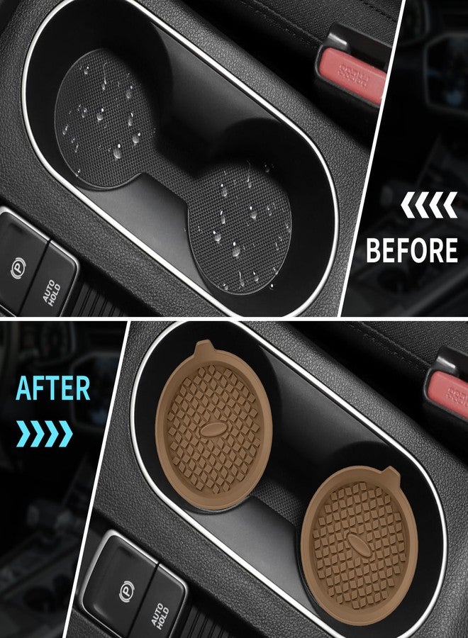 ME.FAN Car Coasters [4 Pack] Silicone Car Cup Coasters/Cup Mats - Universal Non-Slip Recessed Car Interior Accessories - Car Cup Holder Insert Coasters Coffee - Image 5