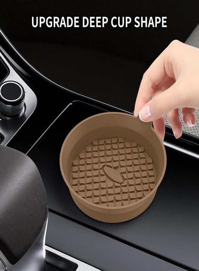 ME.FAN Car Coasters [4 Pack] Silicone Car Cup Coasters/Cup Mats - Universal Non-Slip Recessed Car Interior Accessories - Car Cup Holder Insert Coasters Coffee - Image 4