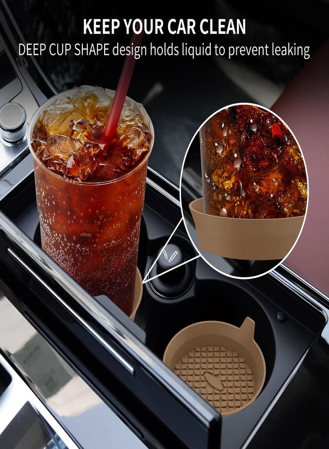 ME.FAN Car Coasters [4 Pack] Silicone Car Cup Coasters/Cup Mats - Universal Non-Slip Recessed Car Interior Accessories - Car Cup Holder Insert Coasters Coffee - Image 3