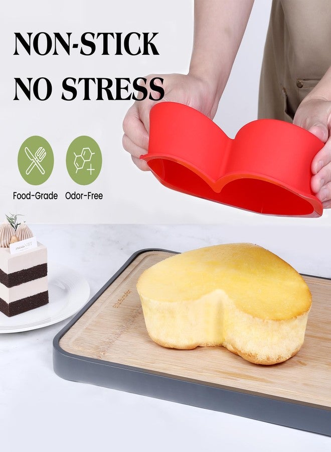 AOTASO 8 Inch Silicone Heart Shaped Cake Pans Small Heart Cake Pan Set Nonstick Silicone Heart Molds for Baking (2 Pcs, Red) - Image 3
