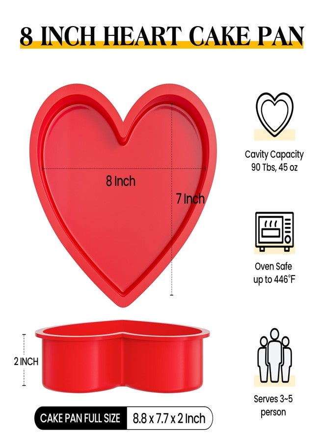 AOTASO 8 Inch Silicone Heart Shaped Cake Pans Small Heart Cake Pan Set Nonstick Silicone Heart Molds for Baking (2 Pcs, Red) - Image 2