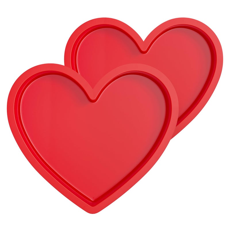 AOTASO 8 Inch Silicone Heart Shaped Cake Pans Small Heart Cake Pan Set Nonstick Silicone Heart Molds for Baking (2 Pcs, Red) - Image 1
