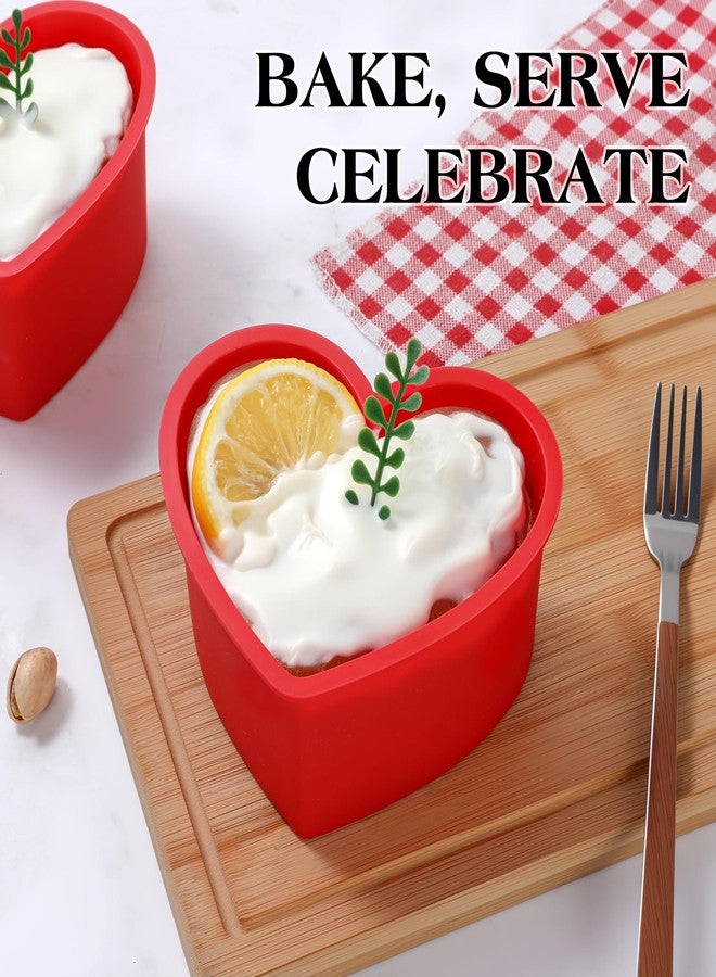 AOTASO 8 Inch Silicone Heart Shaped Cake Pans Small Heart Cake Pan Set Nonstick Silicone Heart Molds for Baking (2 Pcs, Red) - Image 5