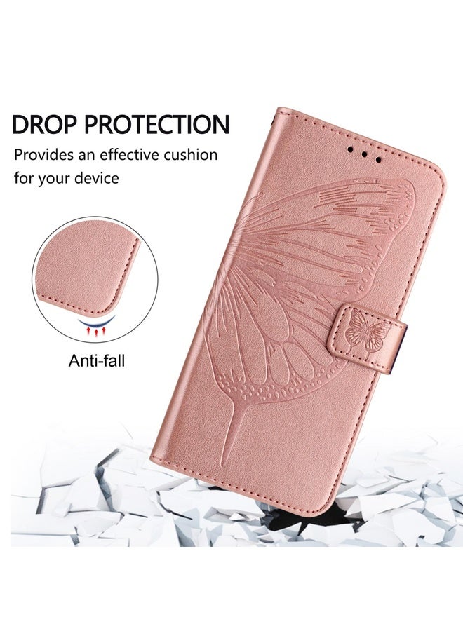 Case Cover For OPPO Find X6 Embossed Butterfly Leather Phone Case(Rose Gold)