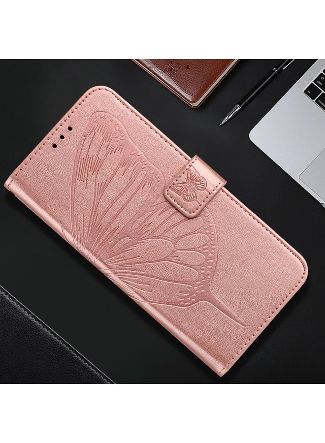 Case Cover For OPPO Find X6 Embossed Butterfly Leather Phone Case(Rose Gold)