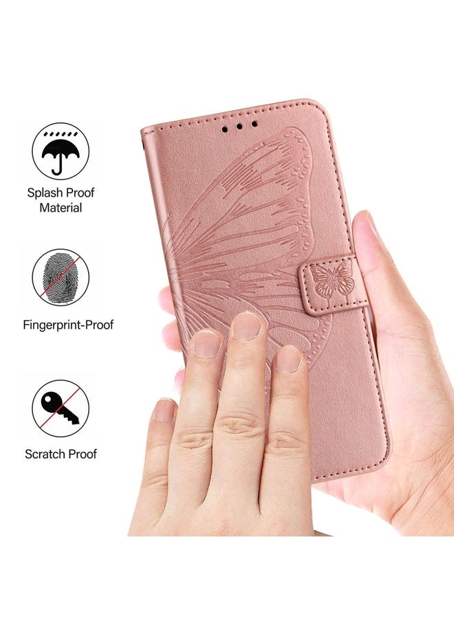 Case Cover For OPPO Find X6 Embossed Butterfly Leather Phone Case(Rose Gold)