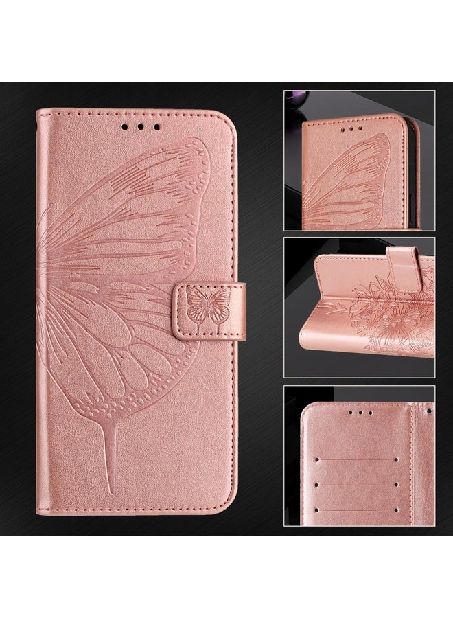 Case Cover For OPPO Find X6 Embossed Butterfly Leather Phone Case(Rose Gold)