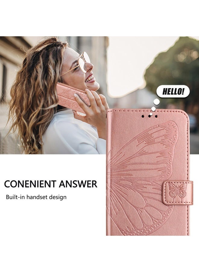 Case Cover For OPPO Find X6 Embossed Butterfly Leather Phone Case(Rose Gold)