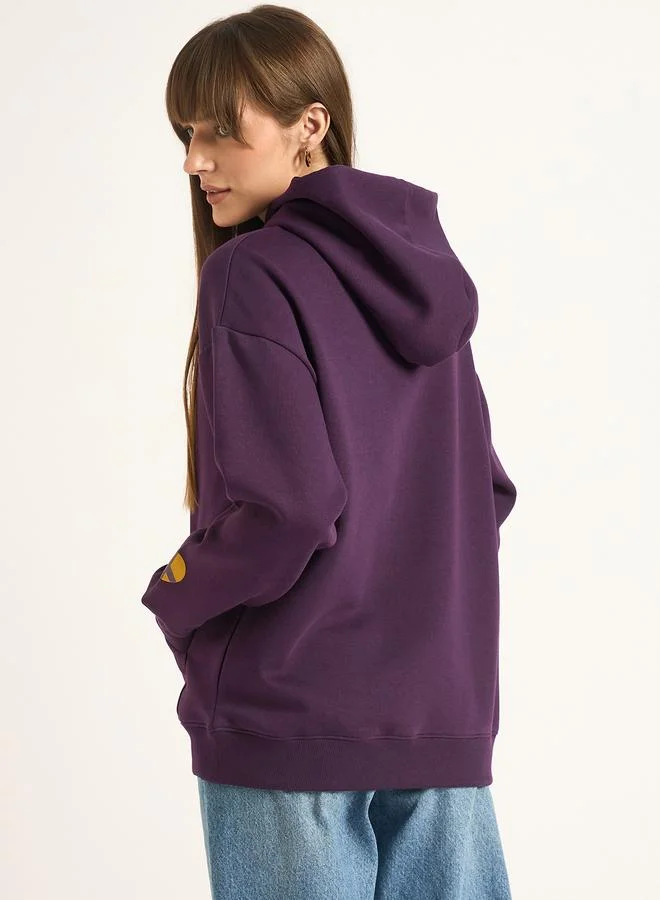 Femmella  Purple Oversized Graphic Hoodie for Women | Best Price UAE