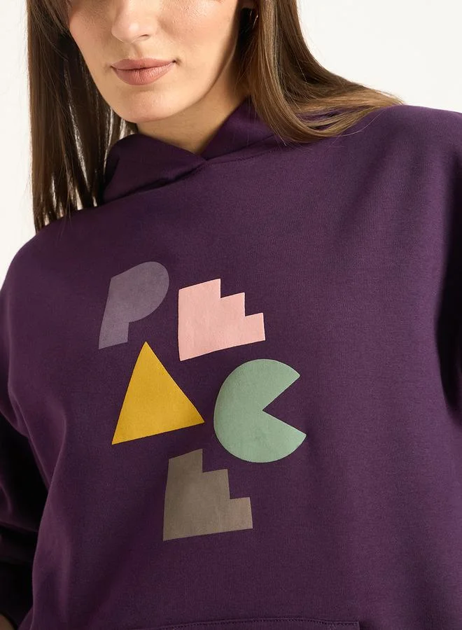 Femmella  Purple Oversized Graphic Hoodie for Women | Best Price UAE