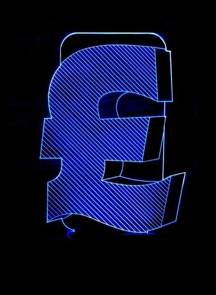 3D Night Light LED Decoration Light 7 Color Changing Touch Remote Control Children's Birthday Gift Toy Symbol Euro Dollar - Image 1