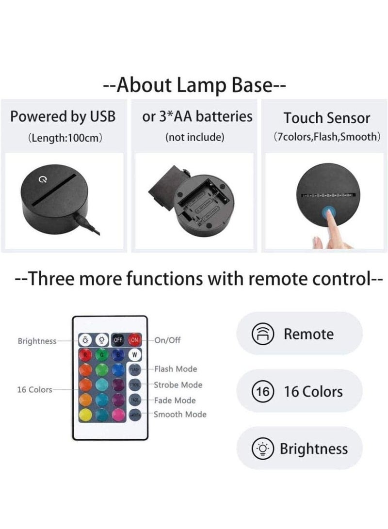 3D Night Light LED Decoration Light 7 Color Changing Touch Remote Control Children's Birthday Gift Toy Symbol Euro Dollar - Image 3