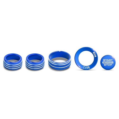 DvlynAuroa for Jeep Grand Cherokee 20222025 Accessories 5Pieces Aluminum Alloy Knob Cover Trim Set Push Start AC Headlight NoTool Install Interior Upgrade Knob Protection Blue - Image 1