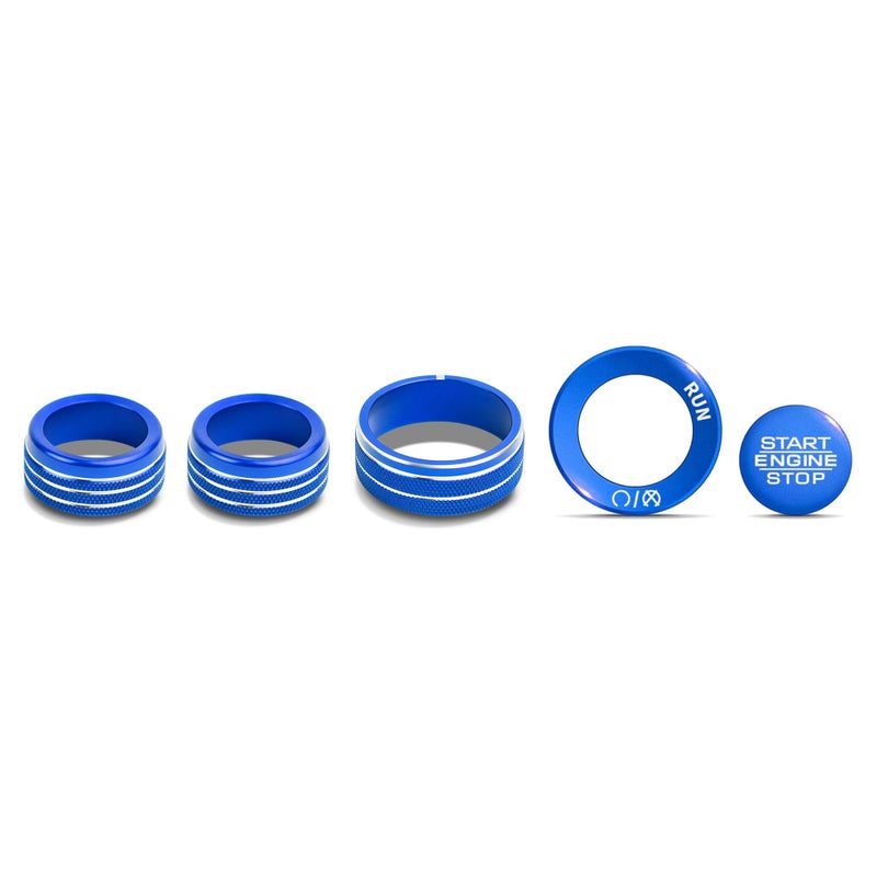 DvlynAuroa for Jeep Grand Cherokee 20222025 Accessories 5Pieces Aluminum Alloy Knob Cover Trim Set Push Start AC Headlight NoTool Install Interior Upgrade Knob Protection Blue - Image 3