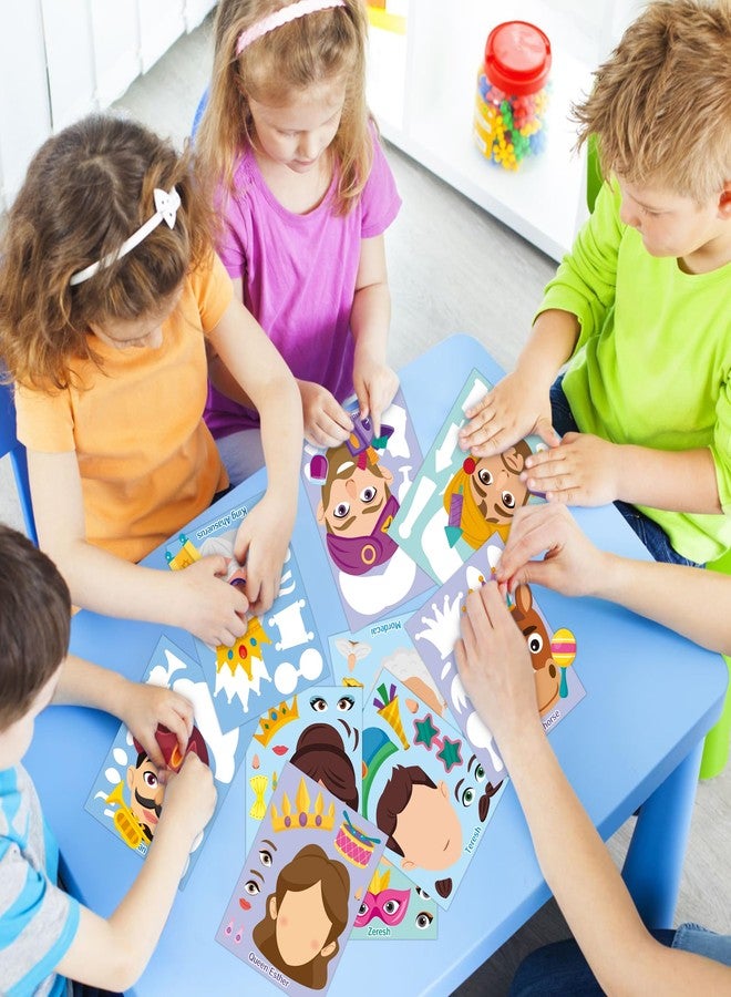 CY2SIDE Purim Character Face Sticker - 40PCS Make Your Own Jewish Religious Story Sticker Craft Game for Kids School Reward DIY Jewish Purim Day Party Favor for Kids Sunday School Classroom Activities - Image 4