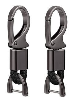 Excefore Car Key Fob, Holder Keys Chain Sturdy Metal with D-ring for Men and Women 2 Pack Black Suitable for Most Car Keys Embedded in PU Leather  - Image 1