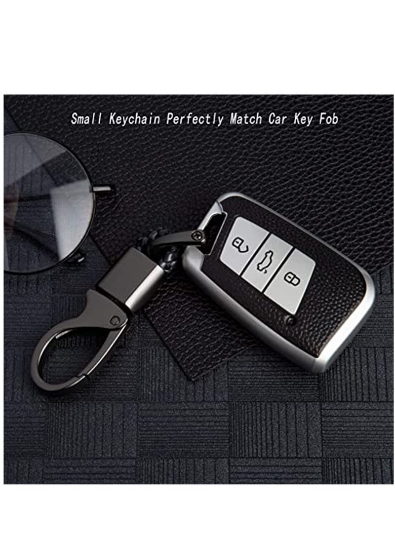 Excefore - Car Key Fob, Holder Keys Chain Sturdy Metal with D-ring for Men and Women 2 Pack Black Suitable for Most Car Keys Embedded in PU Leather - Image 1