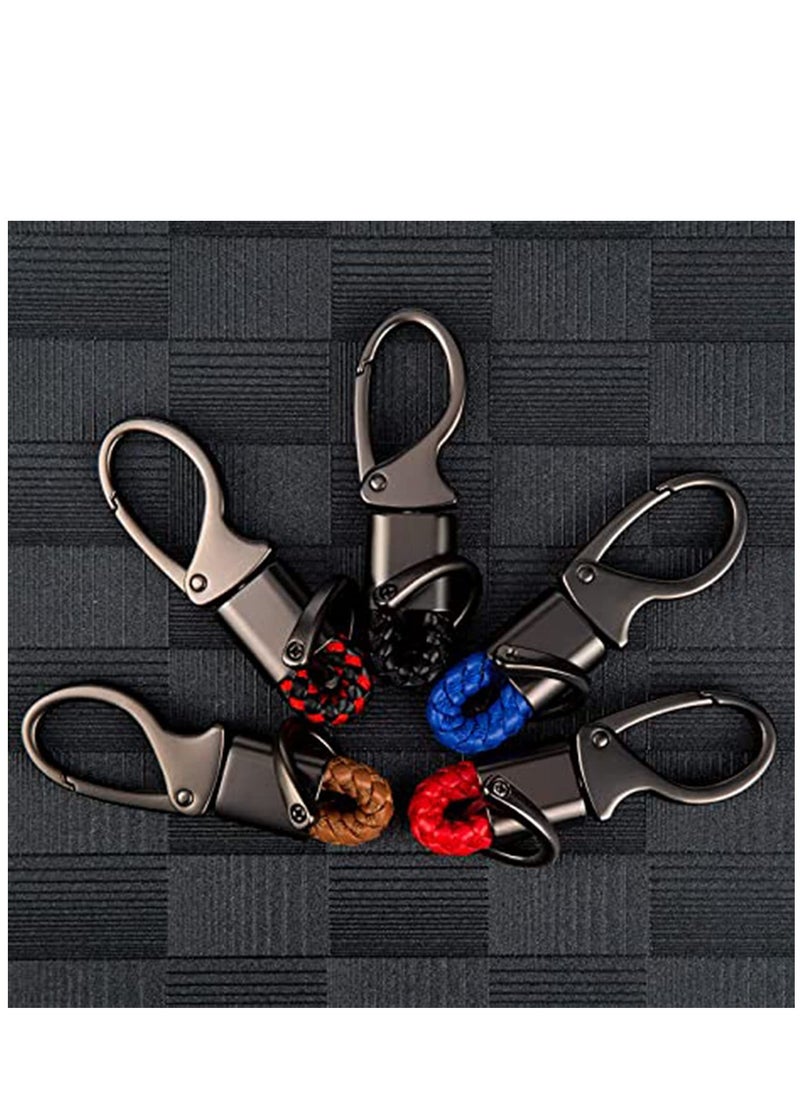 Excefore - Car Key Fob, Holder Keys Chain Sturdy Metal with D-ring for Men and Women 2 Pack Black Suitable for Most Car Keys Embedded in PU Leather - Image 1