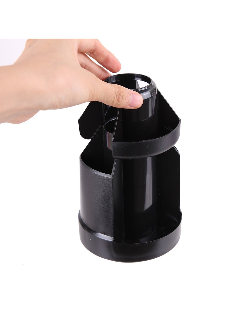 ديلي منظم مكتب دوار E38250A، φ110×170 مم، أسود، مادة HIPS متينة، 5 حجيرات، قاعدة دوارة - Image 4