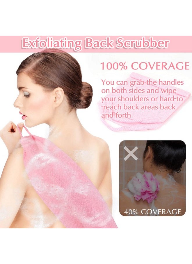 anezus Nezus Exfoliating Shower Bath Gloves Back Scrubber Set For Body Face Shower Bath Scrub And Exfoliator (Pink)  - Image 5