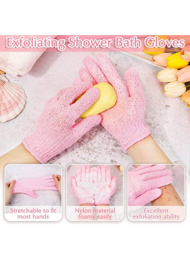 anezus Nezus Exfoliating Shower Bath Gloves Back Scrubber Set For Body Face Shower Bath Scrub And Exfoliator (Pink)  - Image 4