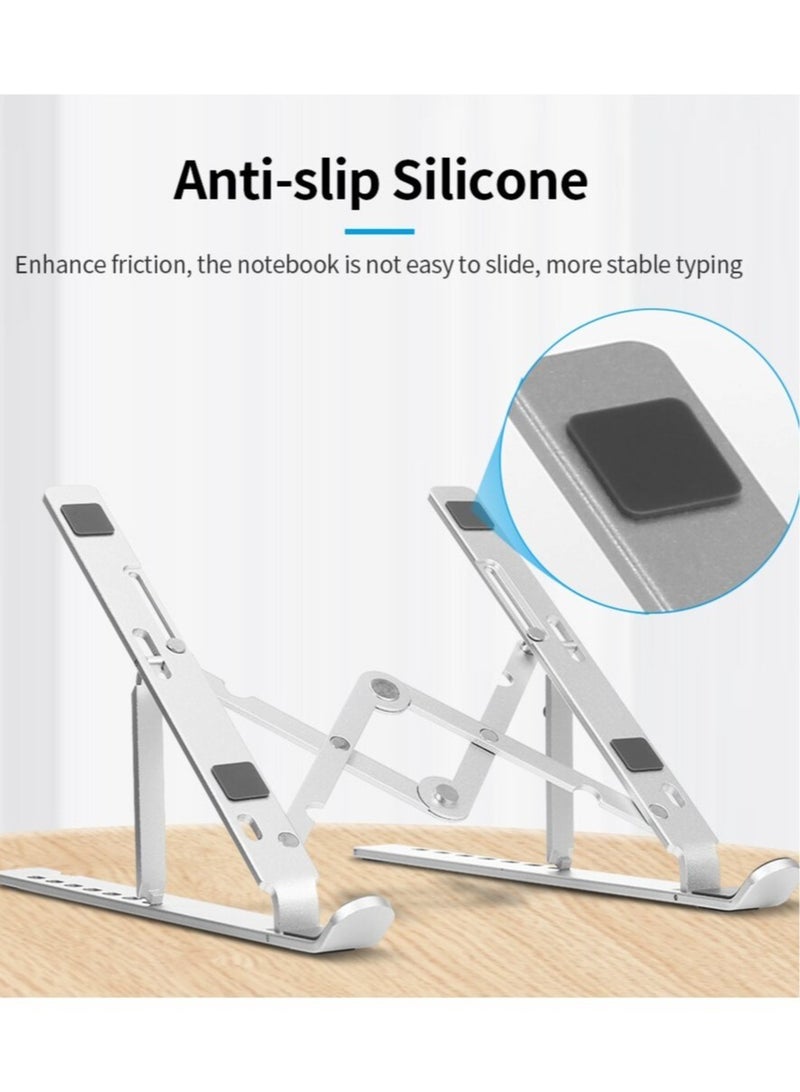 ELTRAZONE 7-Level Adjustable Aluminum Alloy Foldable Laptop Stand Silver - Image 2