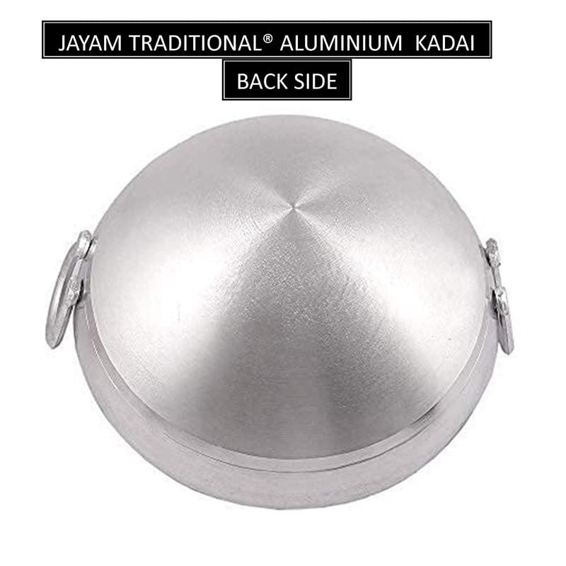 Jayam Traditional مقلاة جايام التقليدية الثقيلة القاعدة من الألمنيوم للطهي 9 بوصة 12 لتر لون فضي - Image 3