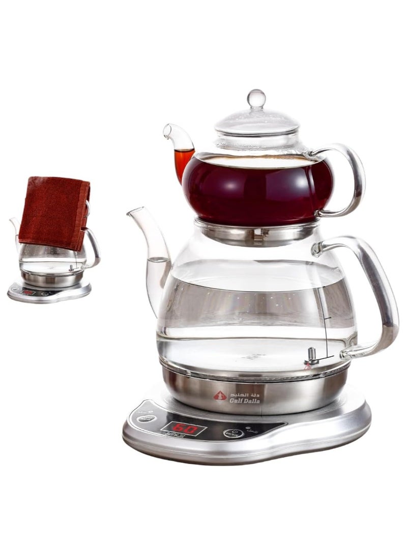 غالف دالا Gulf Dalla Arabic Turkish Tea Coffee Maker Electric Glass Kettle With Towel 1 L Capacity GA-C92871 - Image 1