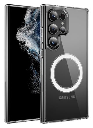 جراب شفاف للغاية لهاتف سامسونج جالاكسي S24 الترا متوافق مع ماج سيف، جراب خلفي صلب من البولي يوريثين المقاوم للحرارة رفيع ممتص للصدمات لهاتف جالاكسي S24 الترا 6.8 بوصة شفاف