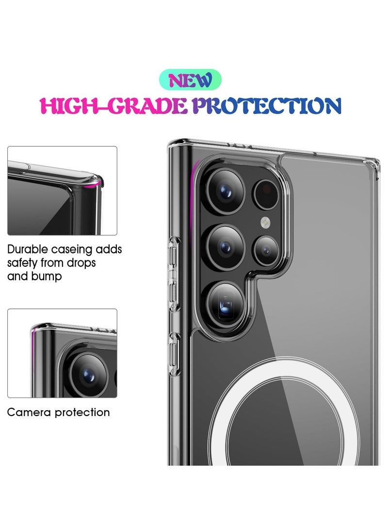 كيس جراب شفاف للغاية لهاتف سامسونج جالاكسي S24  الترا  متوافق مع ماج سيف، جراب خلفي صلب من البولي يوريثين المقاوم للحرارة رفيع ممتص للصدمات لهاتف جالاكسي S24 الترا 6.8 بوصة  شفاف - Image 2