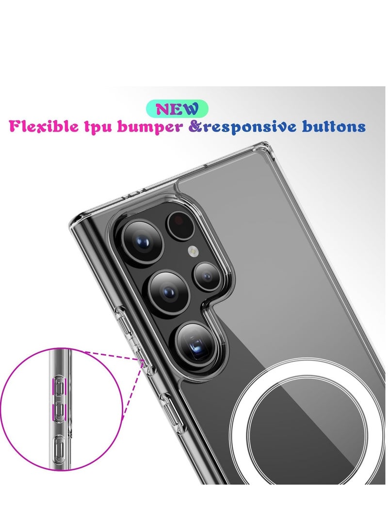 كيس جراب شفاف للغاية لهاتف سامسونج جالاكسي S24  الترا  متوافق مع ماج سيف، جراب خلفي صلب من البولي يوريثين المقاوم للحرارة رفيع ممتص للصدمات لهاتف جالاكسي S24 الترا 6.8 بوصة  شفاف - Image 5