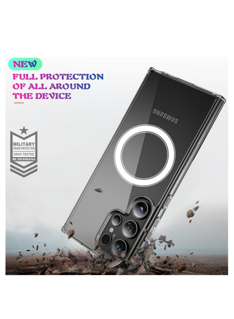 كيس جراب شفاف للغاية لهاتف سامسونج جالاكسي S24  الترا  متوافق مع ماج سيف، جراب خلفي صلب من البولي يوريثين المقاوم للحرارة رفيع ممتص للصدمات لهاتف جالاكسي S24 الترا 6.8 بوصة  شفاف - Image 3