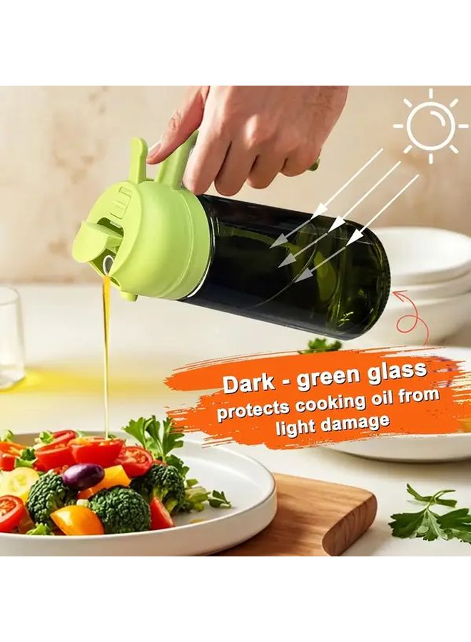 2 In 1 Black And Green Kitchen Glass Olive Oil Bottles Set Of 2 16 Oz Dark Green Cruet Dispenser And Cooking Sprayer With 6 Stickers For Grilling Campers Salads - Image 5