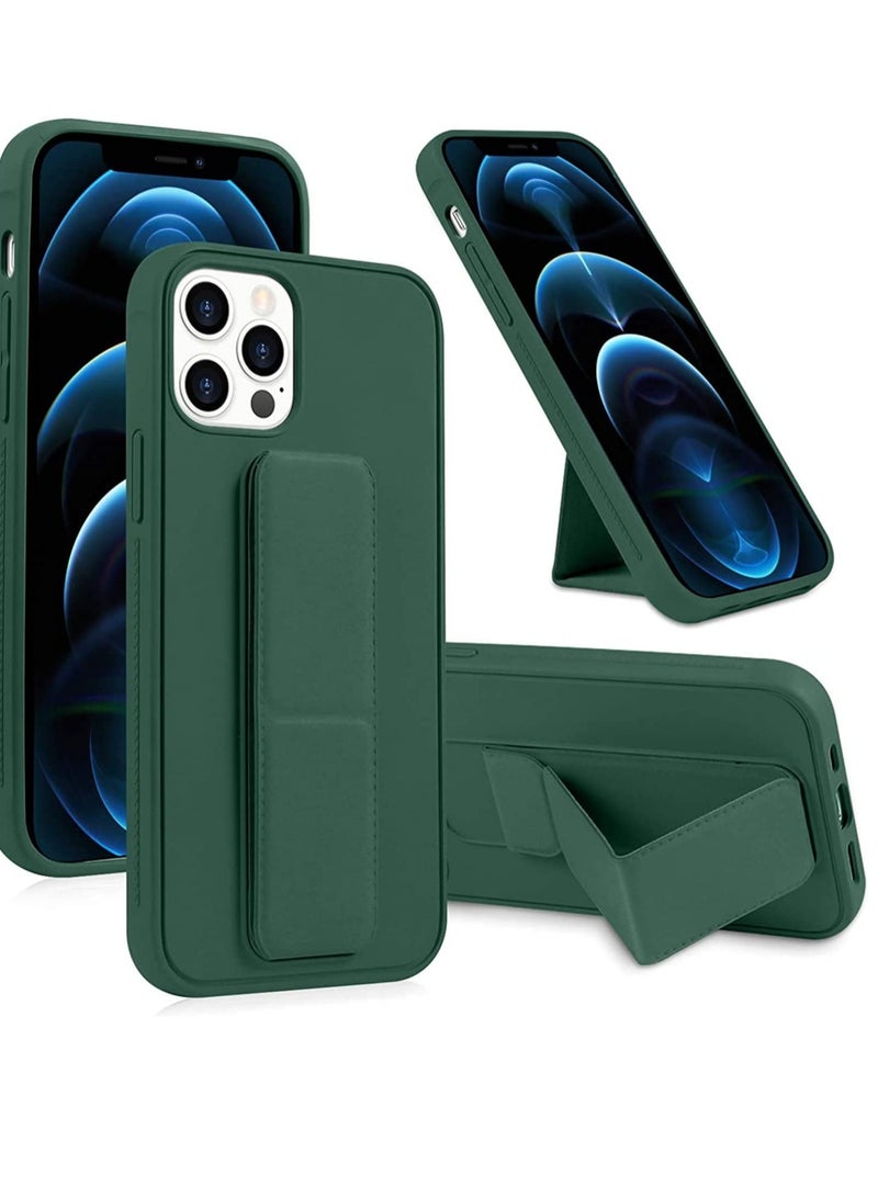 ELTRAZONE Foldable Silicone Magnetic Finger Strap and Hand Grip Back Case Cover For iPhone 14 Pro Max Green - Image 1